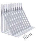 Heavy Duty 12-Inch By 8-Inch Shelf Brackets With 600 Lb Capacity 10 Pack White Metal L Supports With Screws