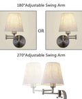 Bedside Wall Mount Light With Dimmable Switch And USB Port Swing Arm Fabric Shade Wall Sconce With Plug In Cord