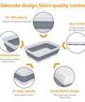 Collapsible Dish Pan 10L Folding Sink Basin For Dishwashing Camping RV And Vegetable Cleaning Expanded 14.5 By 10.5 By 5 Inches Folds Down To 2 Inches For Easy Storage And Space Saving Road Trip Ready; detailed material and design features