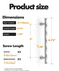 Dimensions and screw details for Hammered Silver Brushed Nickel Cabinet Pulls 5 Inch Hole Center 10 Pack For Kitchen Cabinets Bathroom Vanities Dressers Cupboards With Rhombus Design By JIASENBAO.