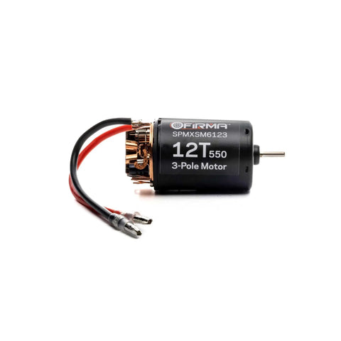 Smart Firma 12T Rebuildable 550 3-Pole Brushed RC Motor For 1/10 Scale RC Cars, Adjustable Timing For CW CCW, side view