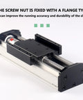 Pro Grade Linear Motion Guideway for CNC Routers and Lathes, Ultra Precision 0.03mm, Stroke 50-500mm, Flexible Mounting With Side and Bottom Nuts, M3/M4 Sensor Mounts and M5 Module Mounts for DIY Machining, shown with flange-type screw nut