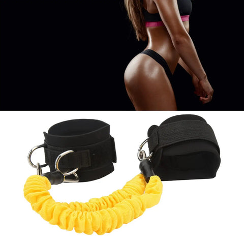 Ankle Resistance Bands For Booty Lift And Leg Workout Glute Activation Bands for home fitness with black straps and yellow bands