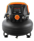 Front view of 6 Gallon Pancake Air Compressor With 1.7HP Oil Free Motor 2.3CFM At 90 PSI And 1.94CFM At 120 PSI 150 PSI Max