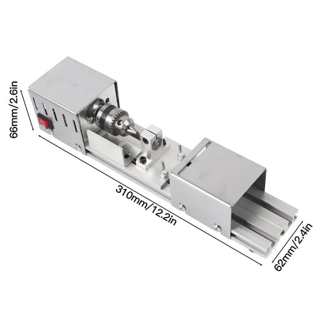 Badass Mini Lathe And Portable Rotary Tool For Woodworking Hobbyists With 7000 Rpm Speed Adjustment Rock Solid Aluminum Base, 310mm length.