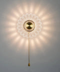Battery Powered Sunflower Wall Sconce With Vintage Pull Chain 8 Inch Decorative Light For Bedroom Porch Front Door Vanity Cozy Home Vibes Gift For Daughter Uses 3 AA Batteries Not Included.