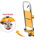 Heavy Duty Hydraulic Lift Table Cart With 330 Pound Capacity And 29.1 Inch Lift Height Single Scissor Lift showing foot brake detail.