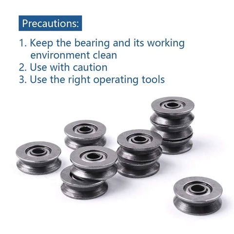 Slick High Carbon Steel V Groove Pulley Wheels Hella Durable Mini Bearings For Low Speed Projects 20 Piece Pack Of 3X12X4Mm display with precautions.