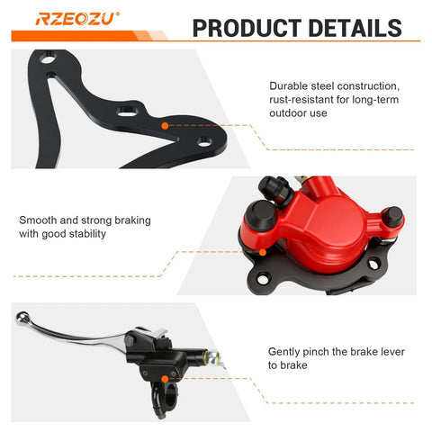 Rear Hydraulic Brake Kit With Caliper Mounting Bracket For Mini Bikes Direct Replacement For Monster Moto 80cc 105cc MMB80 MMB105 GMB100 Coleman RB100 RT100 180mm Disc Rotor Bolt On Upgrade For Safer Street Rides