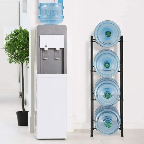 Heavy Duty 4 Tier 5 Gallon Water Jug Rack Stand for Home Office Pantry Steel Water Bottle Holder Dark Brown Finish