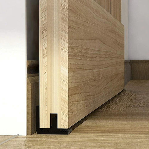Bottom Floor Guide For Sliding Barn Door Adjustable Wall Mount No Ground Drilling Black 1 Piece made of metal and steel