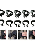 Outdoor Furniture Clips and Patio Sofa Alignment Clamps Black Rattan Sectional Connectors 10 Piece Set for Securing Wicker Furniture with Large and Small Sizes Keep Cushions In Place No Slips and Prevent Sofa Shifting displayed with installation examples