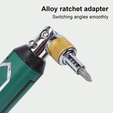 Ultimate 14 In 1 Ratchet Set With Adjustable 0 To 180 Degrees Angle For Tight Spots, Heavy Duty Screw Drill Bit Kit Includes 9 Bits Plus 5 Sockets For Home Repair Auto Maintenance Jobs The Total Fixer Upper That Gets It Done Right. alloy ratchet adapter with angled head and screwdriver bit
