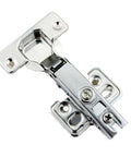 Single Safety Door Hydraulic Hinge With Soft Close For Full Overlay Kitchen Cabinets And Cupboards, silver metal hinge closeup