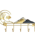 Heavy Duty Wall Mount Coat Rack With Five Slick Metal Hooks Top Shelf Entryway Organizer For Jackets Hats And Scarves Modern Closet Storage Solution Smooth Setup featuring gold and silver design.