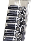 Dead Reliable 12 Pack 3V Lithium CR123A Batteries in clear packaging for reliable flashlight power and long shelf life.