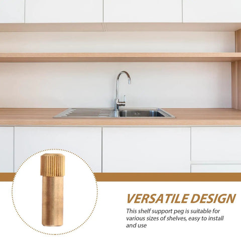 Brass Shelf Support Pegs Four Pack Antique Design Built Tough Easy To Install Shelf Pin displayed in modern kitchen setting