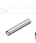Extruded Aluminum Tube 1-1/4 Inch OD 1/8 Inch Wall 13 Inch Length 6061 Alloy Mill Finish Made In USA with dimensions and USA flag