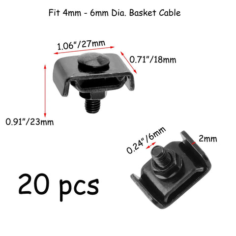 Black Electrogalvanized Cable Tray Coupler Kit For 4 To 6mm Wire Mesh Basket Tray Systems, 20 Pcs Connector Set Built To Last And Corrosion Resistant For Tough, DIY Wire Tray Installations; 20 pcs, 4-6mm