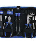 Motorcycle Tool Kit Essentials 28 Piece Standard Set with ergonomic carbon steel tools in a compact blue case
