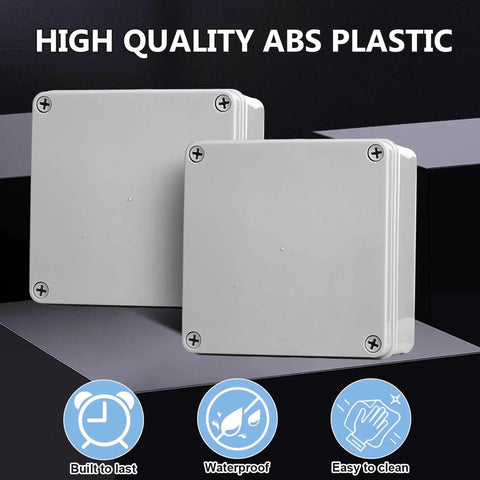 Front view of two Outdoor Electrical Junction Box 6x6x3 Inches Waterproof IP65 Dustproof ABS Plastic Enclosure For Conduits