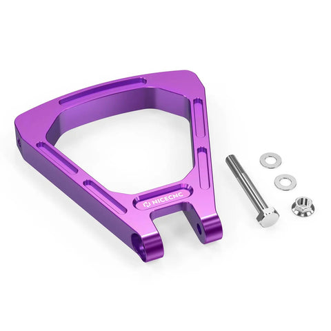 Rear Linkage Beefed Up Shock Absorbing Triangle Bracket Heavy Duty Off Road Upgrade With 3mm Thickened 6mm Wider Walls Inner Surface Thickened 5mm And Moved Out 10mm For Maximum Impact Protection purple 6061 aluminum bracket with bolt