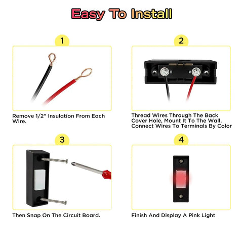Installation steps for Replacement Wall Mount Garage Door Button With LED Light For 1995 To Current 29599S Wired Series II