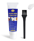 Tube of Low Noise Gear Grease For Plastic Gears 1 Oz White Lithium Lubricant with applicator brush.