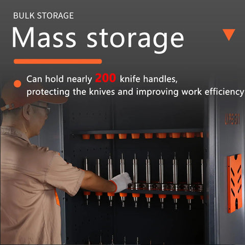 Worker organizing CNC Tool Holder Cabinet with Drawer And Storage Organizer Rack for Garage BT CAT40 120CAP Pro Grade