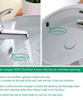 Bathroom Sink Drain Stopper Pop Up Assembly With Overflow Brushed Nickel Finish Easy Click To Seal And Drain demonstration.