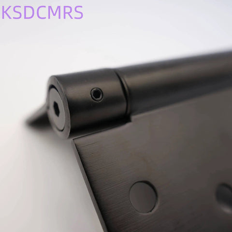 Close-up of 3.5 Inch Self Closing Stainless Steel Door Hinges Beefy Heavy Duty Spring Loaded Auto Close With Square Corner Matte Black