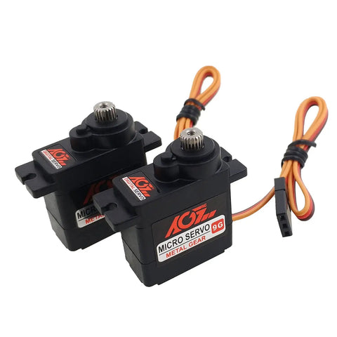 Two Pack 9g Micro RC Servo Motors, Digital Metal Gear, Mini Servo For RC Helicopter Airplane Car, 180 Degree Control, top view