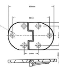 Technical drawing of Heavy Duty Solid Brass Butler Tray Hinges Two Pack, dimensions and flush closing design details.