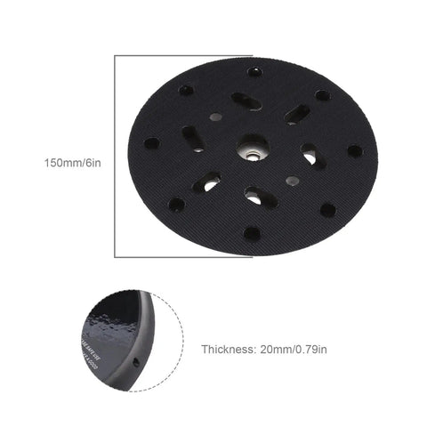 6 Inch 17 Hole Sanding Disc Pad For Hook And Loop Backing Sander Replacement Pad with dimensions shown