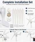 Complete installation set for Powerful 1200W Wind Turbine Generator Kit For Home Use With 5 Blade System and hardware tools.