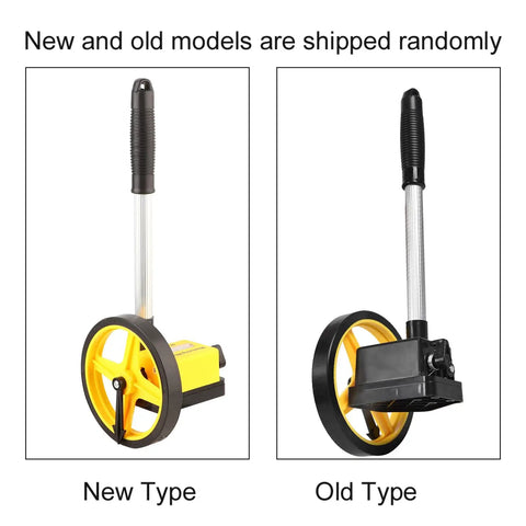 Distance Measuring Wheel with Telescopic Handle (small wheel) shown in new and old models, featuring robust construction.