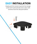 Diagram showing easy installation of No Fuss Replacement Bladed Head With Spool Line for Ryobi 18V 24V 40V Weed Eater Trimmers.