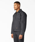 Classic Mens Lined Eisenhower Jacket Heavy Duty Workwear Rugged Poly Cotton Twill Wrinkle Resistant Charcoal Plus Size 3X side view