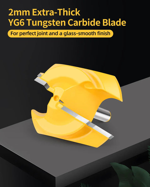 2mm extra-thick YG6 tungsten carbide blade for precision cuts in Pro Level 3 Piece 45 Degree Lock Miter Router Bit Set.
