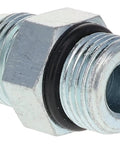 Heavy Duty One Half Inch JIC Male To Three Quarter Inch ORB Hydraulic Fitting With One And One Sixteenth Inch Twelve Thread O Ring Boss End Forged Carbon Steel Zinc Trivalent Coating Model 6400 08 12 close-up