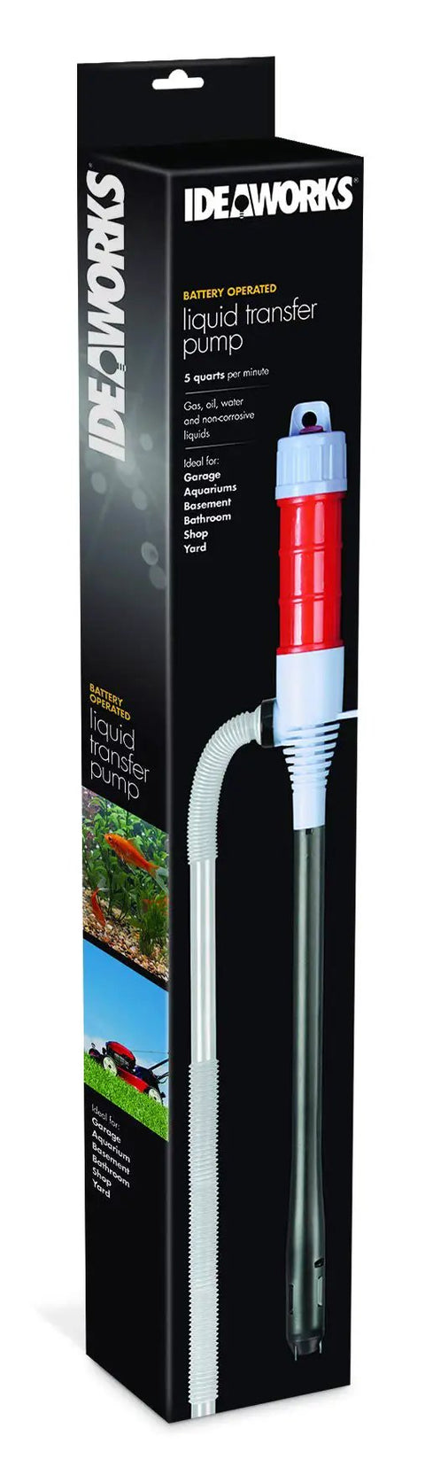Image of Cordless Battery Operated Liquid Transfer Pump For Gas Water And Oil Delivers Five To Six Quarts Per Minute With No Mess Transfer For Garage Boat Aquarium Yard Or Home Use packaging.