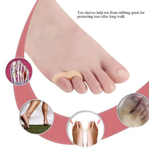 Gel Toe Buddy Corrector Kit For Little Toes With Double Hole Design Soft Gel Bunionette Pads on a foot diagram