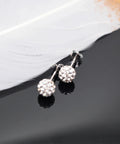 Sterling Silver 925 Pave Crystal CZ Diamond Stud Earrings For Women Sparkling Shamballa Ball Studs 6mm Everyday Glam Perfect Gift For Wife Daughter Mom Girlfriend; pair on black surface