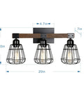 Must Have Farmhouse Vanity Light For Bathroom With Three Lights Rustic Wood And Matte Black Industrial Wall Fixture Over Mirror