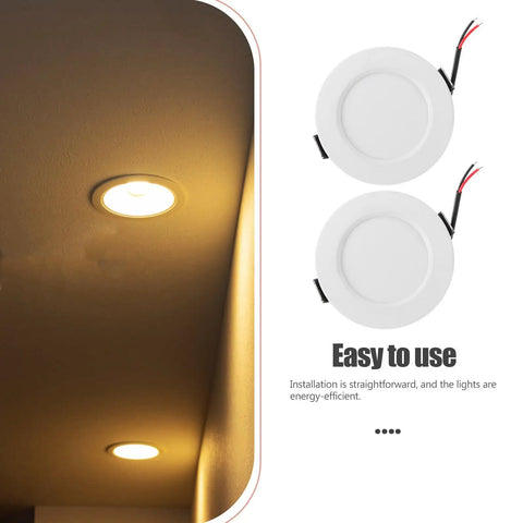 ROMISBABA 10 Pcs White LED Recessed Downlight Retrofit with Metal Housing, Bright Yet Soft Lighting, Flush Mount Ceiling Spot Light Kit for Living Room showing installation in ceiling.