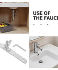 Ultimate Faucet Repair Kit And Tap Removal Tool For Plumbing Pros Fixing Damaged Valve Threads Broken Screw Extractors To Save Time On Pipe Repairs With Versatile Heavy Duty Socket Set For Home And Shop Needs Now, silver metal wrench, sink use