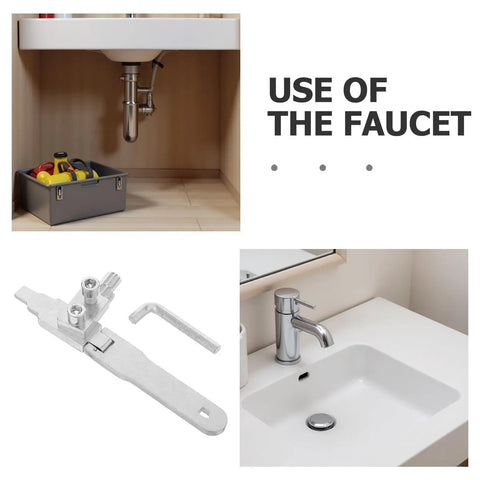 Ultimate Faucet Repair Kit And Tap Removal Tool For Plumbing Pros Fixing Damaged Valve Threads Broken Screw Extractors To Save Time On Pipe Repairs With Versatile Heavy Duty Socket Set For Home And Shop Needs Now, silver metal wrench, sink use