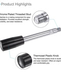 Revolving Crank Clamping Handle With M12 Male Thread 160mm Long Arm Handwheel Black Chrome Plated for lathe