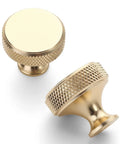 10 Pack Gold Knurled Cabinet Knobs For Drawers, Dressers, Cupboards And Wardrobes, Sleek Knurled Handles, Brass Construction