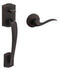 Prescott Front Door Handleset Exterior With Reversible Interior Lever, Non Locking, Venetian Bronze Finish, Microban Protection